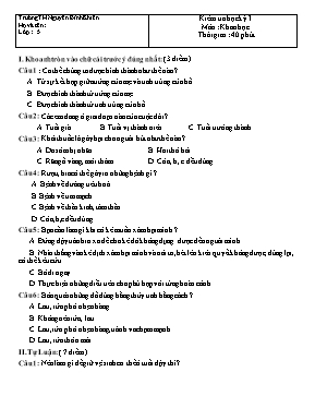 Đề kiểm tra học kỳ I môn Khoa học Lớp 5 - Trường TH Nguyễn Bỉnh Khiêm